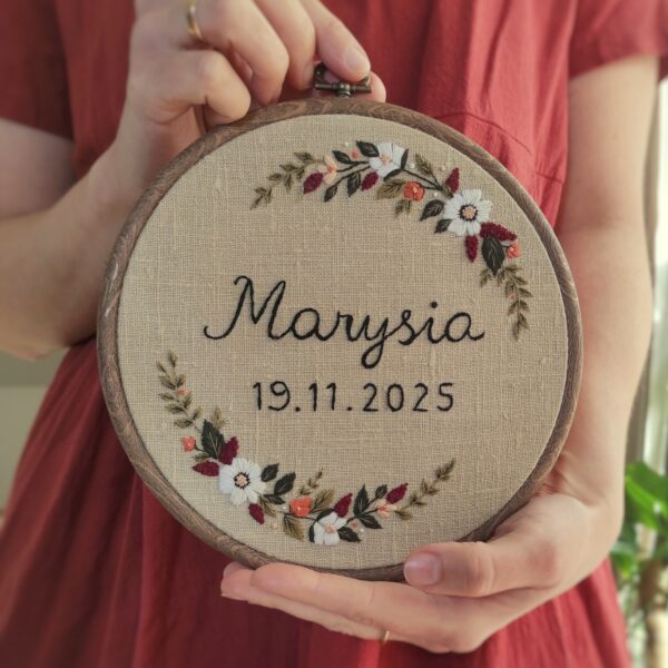 Tamborek metryczka z imieniem i datą